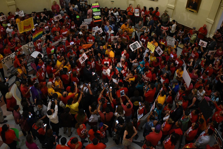 Protestors in the capitol floor
