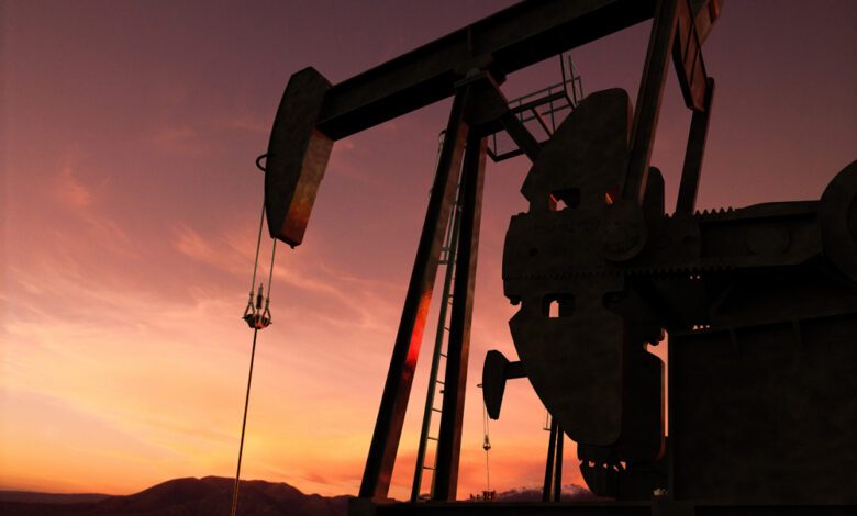 pump jack in an oil field